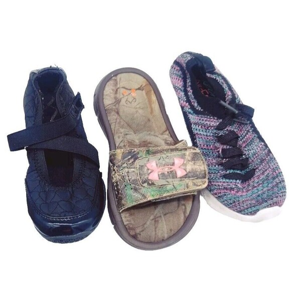 Girls Shoe Lot Size 12, 12.5 LEFT FOOT ONLY AMPUTEE 3 Different Shoes! UA Skech - Picture 1 of 15